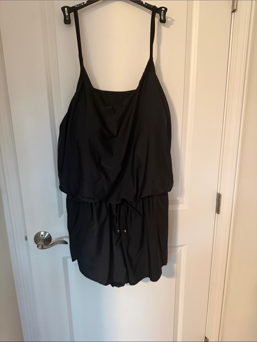 Time and Tru Black Swim Cami with Drawstring Waist